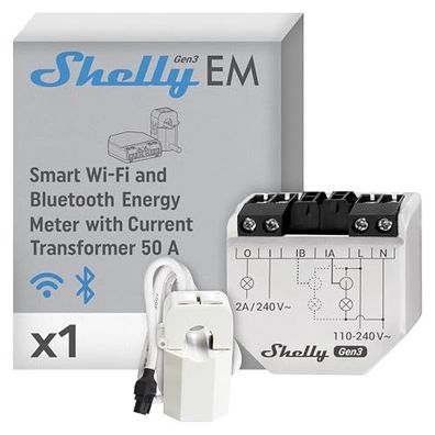 Shelly EM Gen3 WLAN Energiezähler 2 Kanal einphasig bis 80A