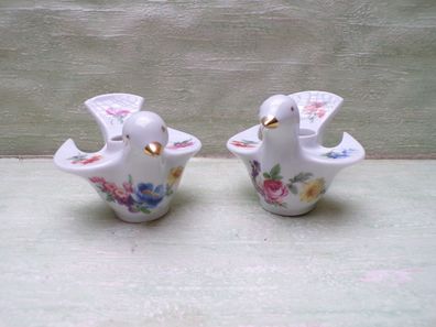 2 Bareuther Waldsassen Kerzenleuchter Vogel Vögel Blumendekor