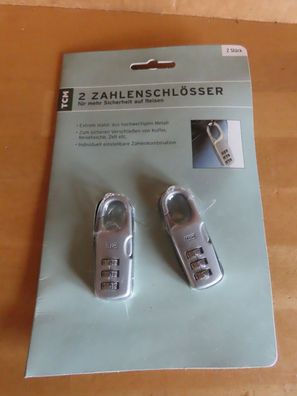 Zahlenschloß klein für Koffer oder Tasche silberfarben Metall 2St. TCM