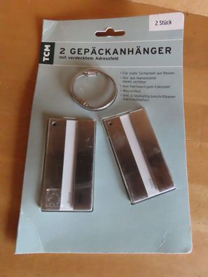 Gepäckanhänger für Koffer oder Tasche silberfarben Metall 2St. TCM