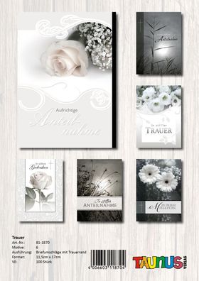 Trauerkarten - 50 Stück - 6 Motive