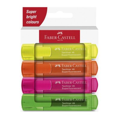 Faber-Castell 254644 Textliner 1546 Textmarker Neonfarben 4 Stück