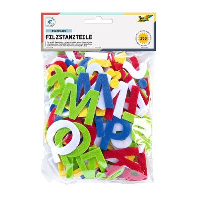 folia 5261 - Filzstanzteile Buchstaben selbstklebend 150 Stück farbig sortiert