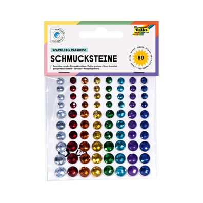 folia 12306 - Deko Schmucksteine Sparkling Rainbow selbstklebend 80 Stück
