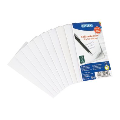 Stylex Kellnerblöcke Gastronomieblock 10er pack je 50 Blatt 7x15cm