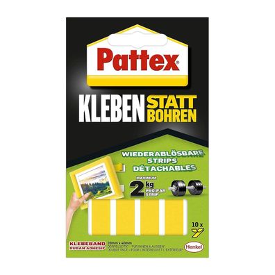 Pattex Kleben statt Bohren Klebe-Strips starkes doppelseitiges Klebeband
