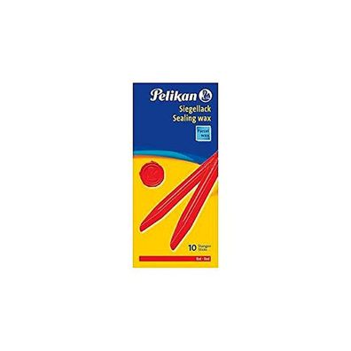 Pelikan Siegellack Rot 10 Sticks Glänzend Innen Papier Wachs Schachtel