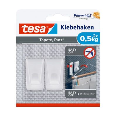 tesa Klebehaken Tapeten & Putz - selbstklebender Haken - Befestigung von