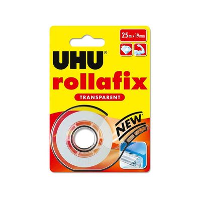 UHU rollafix Klebefilm Transparentes Klebeband passendem Abroller 19mm x 25 m