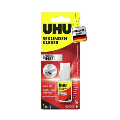 UHU Sekundenkleber extra stark Pinselapplikator | 5g Kleber flüssig