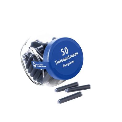 Herlitz Tintenpatronen im Glas 50 Stück blau Standard Größe Königsblau