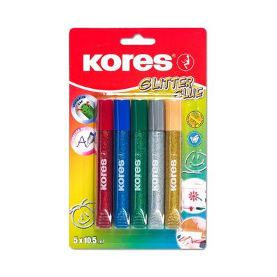 Kores Glitzerkleberstifte Kinder 5 Farben 10.5ml ungiftig Kunst Handwerk