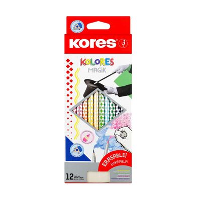 Kores Magik radierbare Buntstifte 12 Farben Radierer hochpigmentiert
