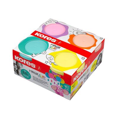 Kores Magik Clay Pastell 4 Farben x 40g lufttrocknend ungiftig Kinder