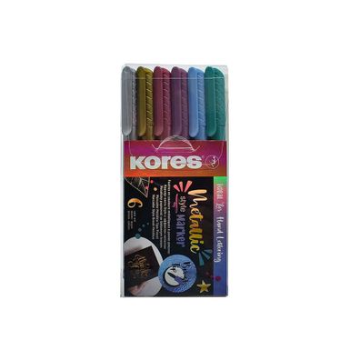Kores Metallic-Style Marker 6er Pinselspitze metallic Tinte wasserbasiert