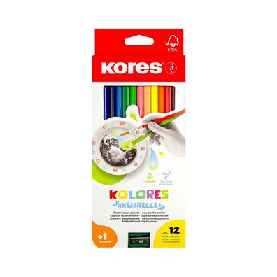 Kores Akuarelle Wasserfarbenstifte 12 Dreieckform weiche Mine Kinder
