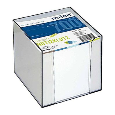 Milan Zettelbox 700 Blatt transparent Schreibtisch Notizzettel Büro Schule