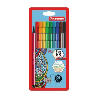 Stabilo Filzstift Pen 68 10er Set verschiedene Farben Verschiedene Farben 3