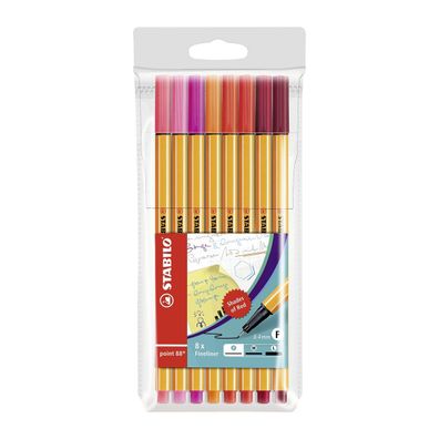 Stabilo Fineliner point 88 8er Set verschiedene Farben Rottöne