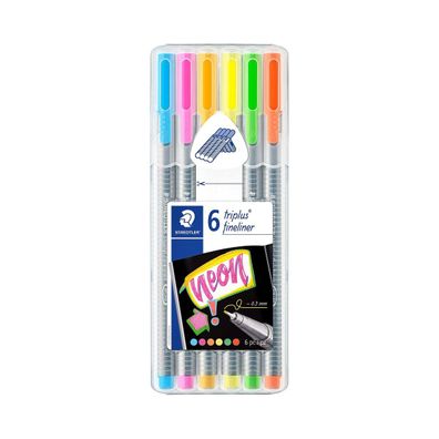 Staedtler Fineliner Triplus Neon 6er Set leuchtende Farben feine Spitze