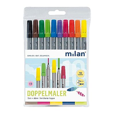 Stylex Zweispitzfasermalstifte 10 Stück doppelseitige Fasermaler bunt