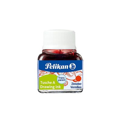 Pelikan Tusche A 10ml schwarze Zeichentusche Zinnoberrot