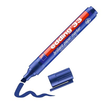 Edding 33 Brillant-Papiermarker, Rundspitze 1,5?3mm, wasserfest, Papiermarker Blau
