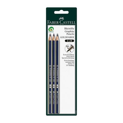 Faber Castell Castell 9000 3er Bleistift B grün, Dreierpack Bleistifte B