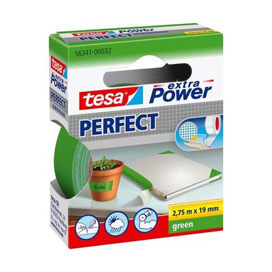Tesa Power Perfect Gewebeband 2,75m x 19mm Grün