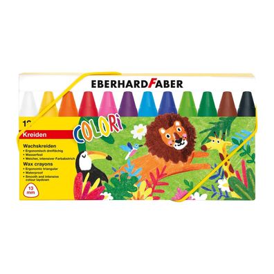 Eberhard Faber 524010 - Wachsmalkreide Colori 12 wasserfeste Wachsmalstifte