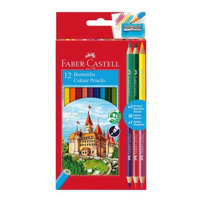 Faber-Castell 110312 - Buntstifte Set Kinder Erwachsene 15-teilig bruchsicher