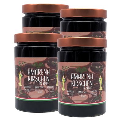 Food-United Amarena-Kirschen in Sirup 4 x Glas 890g Spezialität aus Italien