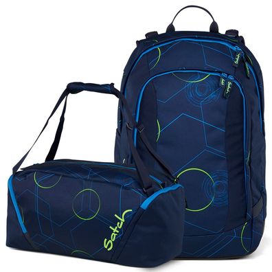 satch Set aus air + Sporttasche 26, Blue Tech, Mädchen & Jungen
