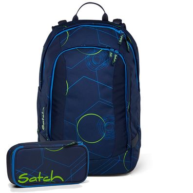satch Air Set aus air + Schlamperbox AirBsc-2025, Blue Tech, Mädchen & Jungen