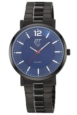 ETT Eco Tech Time Herrenuhr Solar Stahl Schwarz/Blau EGS-12161-31M