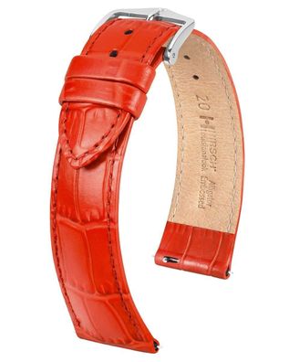 Hirsch Uhrband Leder Louisianalook L 18 mm Rot 03427020-2-18