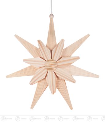 Fensterschmuck Weihnachtsstern doppelt natur, elektr. Beleuchtung 36cmx36cmx10cm