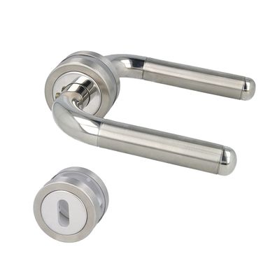 Edelstahl Türdrücker Garnitur - Rosettengarnitur matt poliert Bicolor - BB-PZ-WC