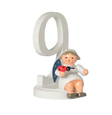 Miniaturfigur Engel mit Zahl "9" BxTxH= 4,5x5x7cm NEU Holzfigur Winter