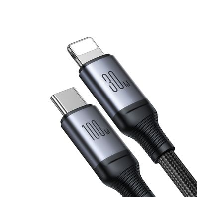Joyroom Speedy Series S-A21 2in1 USB-C auf USB-C/Lightning Kabel 100W 1,5m – Schwarz