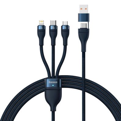 Baseus CASS030103 Flash Series II 3-in-1 USB-C/USB-A Kabel 100?W, 1,2?m, Blau