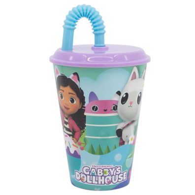 Disney Stitch Trinkbecher 430 ml mit Deckel und Strohhalm