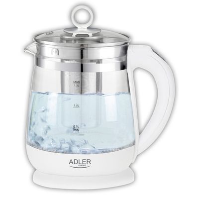 Adler AD 1299 Wasserkocher/Teekocher mit Sieb 1,5 L- 2200 W in Weiß