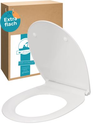 Calmwaters WC-Sitz extraflach mit Absenkautomatik in Weiß, abnehmbar aus Duroplast