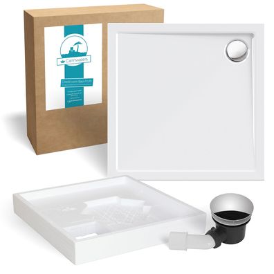 Calmwaters Set Duschwanne Modern Select 90 x 90 x 2,5cm, Wannenträger, Ablaufgarnitur