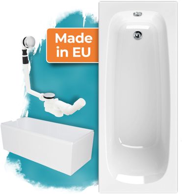 Calmwaters Acrylbadewanne Original Komplettset 180 x 80 cm, Wannenträger und Ablauf