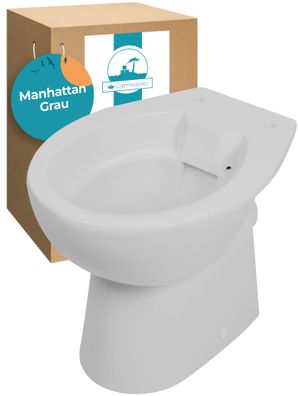Calmwaters Spülrandloses Stand-WC, Tiefspüler mit waagerechtem Abgang, Manhattan-Grau