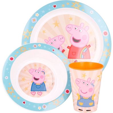 Peppa Pig Frühstücksset 2 Teller und 1 Cup für Kinder mit Peppa Pig-Design