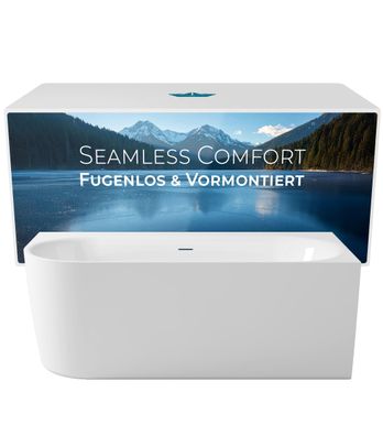 Calmwaters Vorwand-Badewanne Komplettset 180x80 cm Seamless Comfort links