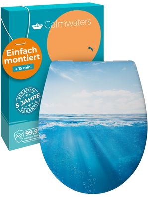 Calmwaters WC-Sitz Motiv Meeresglanz mit Absenkautomatik, abnehmbar, aus Duroplast
